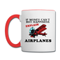 If Money - Happiness - Airplanes - Contrast Coffee Mug - white/red