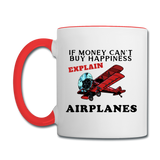 If Money - Happiness - Airplanes - Contrast Coffee Mug - white/red