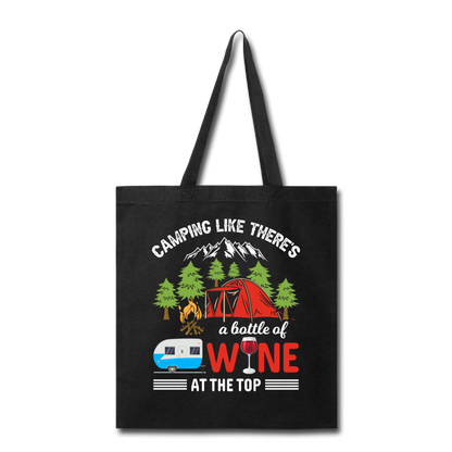 Camping - Bottle Of Wine - Tote Bag - black