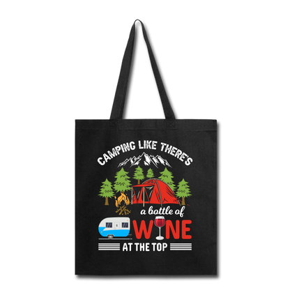 Camping - Bottle Of Wine - Tote Bag - black