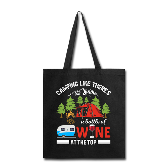 Camping - Bottle Of Wine - Tote Bag - black