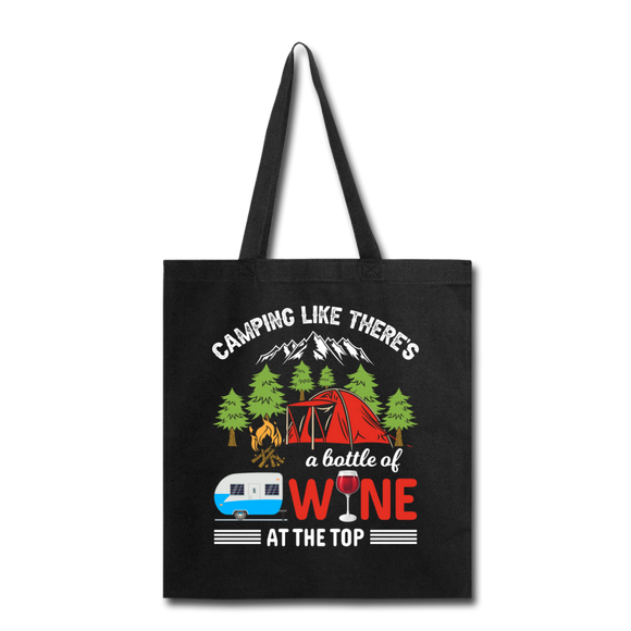 Camping - Bottle Of Wine - Tote Bag - black