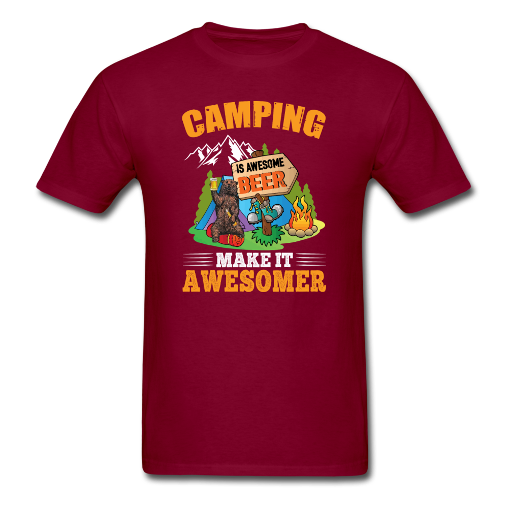 Camping Is Awesome - Beer - Unisex Classic T-Shirt - burgundy