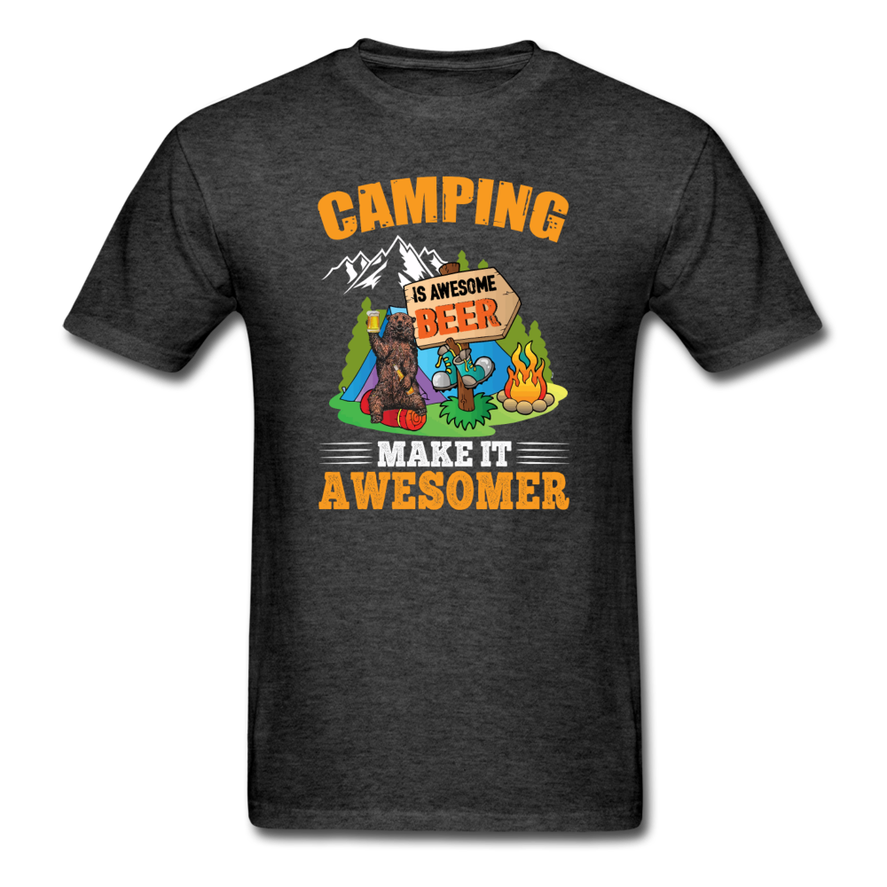 Camping Is Awesome - Beer - Unisex Classic T-Shirt - heather black