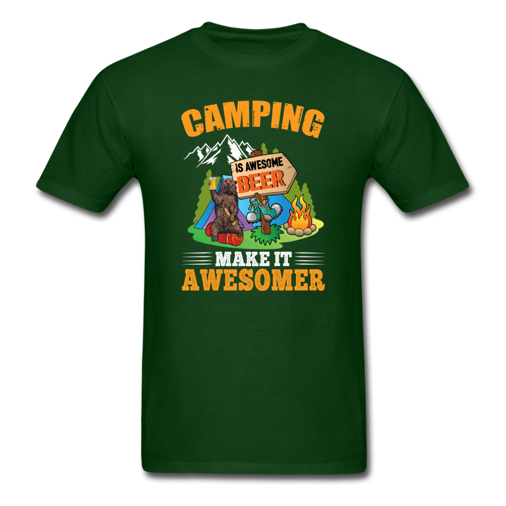 Camping Is Awesome - Beer - Unisex Classic T-Shirt - forest green