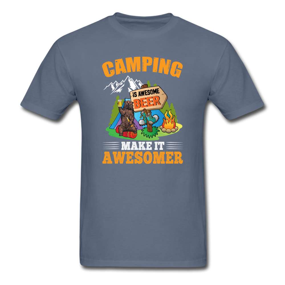 Camping Is Awesome - Beer - Unisex Classic T-Shirt - denim