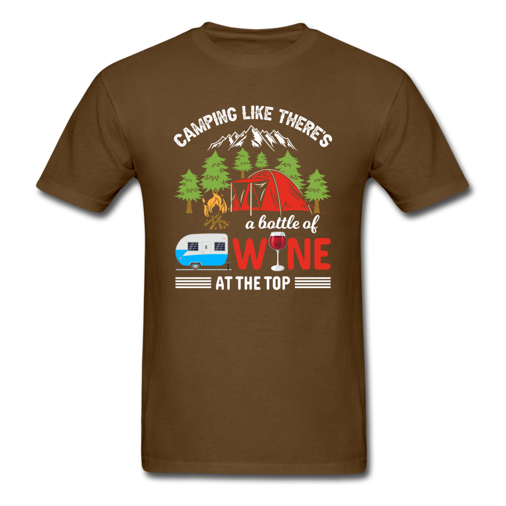 Camping - Bottle Of Wine - Unisex Classic T-Shirt - brown