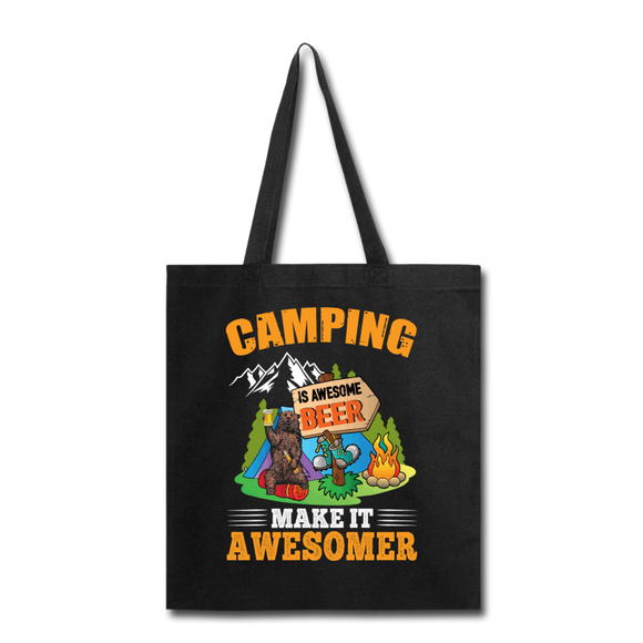 Camping Is Awesome - Beer - Tote Bag - black