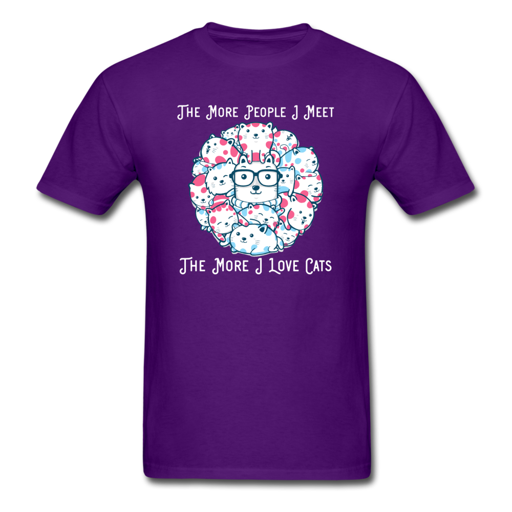 The More People I Meet - Cats - White - Unisex Classic T-Shirt - purple