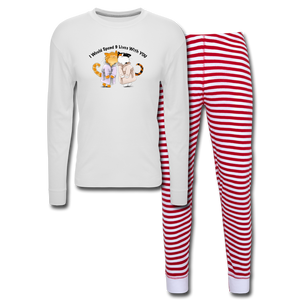 I would Spend 9 Lives WIth You - Unisex Pajama Set - white/red stripe