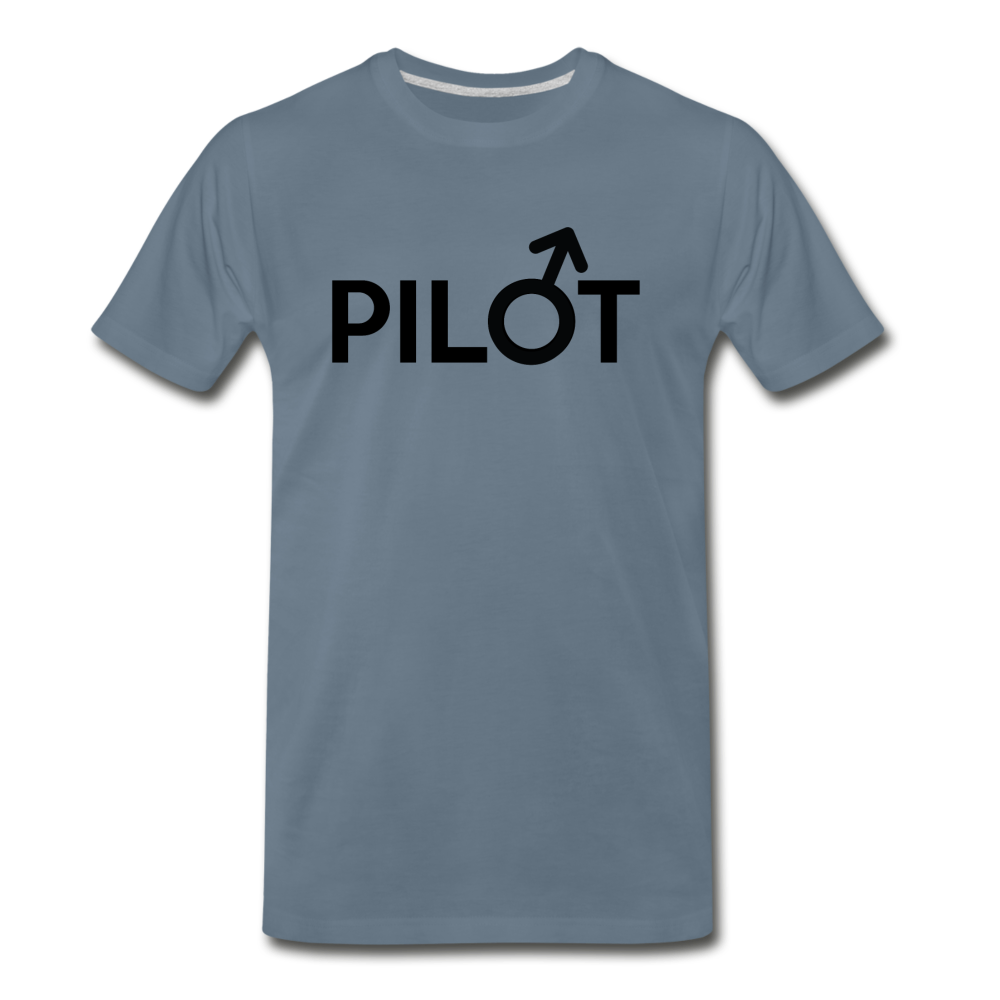 Pilot - Male - Black - Men's Premium T-Shirt - steel blue