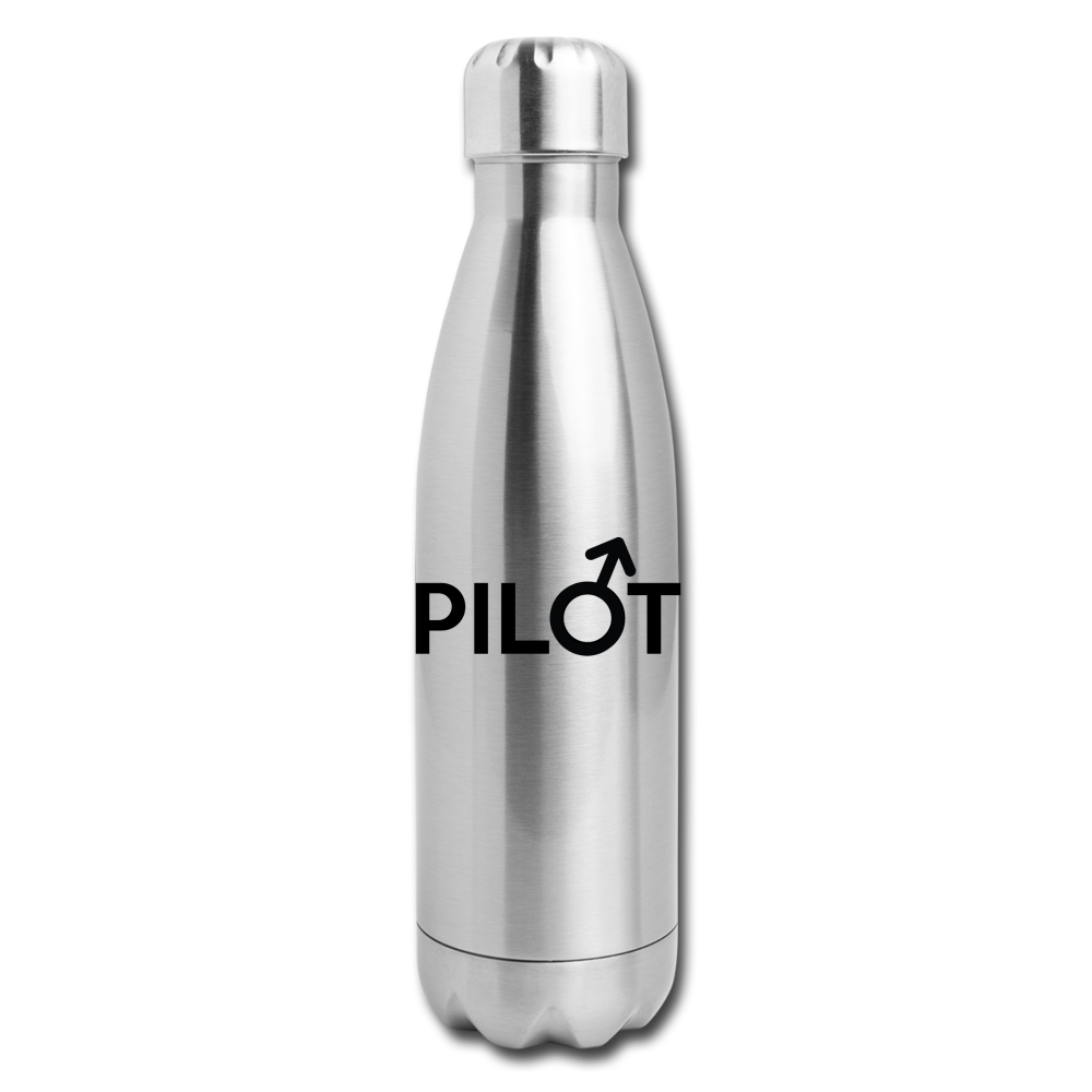 Pilot - Male - Black - Insulated Stainless Steel Water Bottle - silver