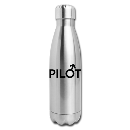 Pilot - Male - Black - Insulated Stainless Steel Water Bottle - silver