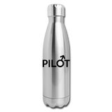 Pilot - Male - Black - Insulated Stainless Steel Water Bottle - silver
