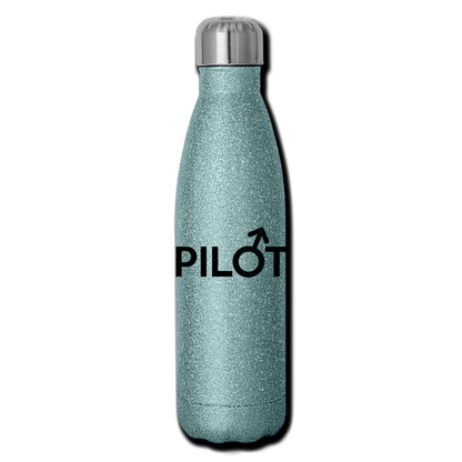 Pilot - Male - Black - Insulated Stainless Steel Water Bottle - turquoise glitter