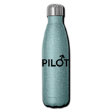 Pilot - Male - Black - Insulated Stainless Steel Water Bottle - turquoise glitter