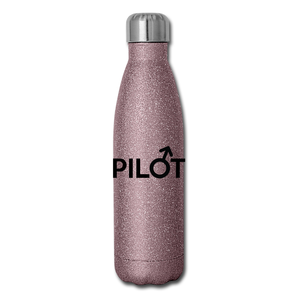 Pilot - Male - Black - Insulated Stainless Steel Water Bottle - pink glitter