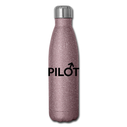 Pilot - Male - Black - Insulated Stainless Steel Water Bottle - pink glitter