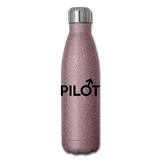 Pilot - Male - Black - Insulated Stainless Steel Water Bottle - pink glitter