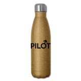 Pilot - Male - Black - Insulated Stainless Steel Water Bottle - gold glitter