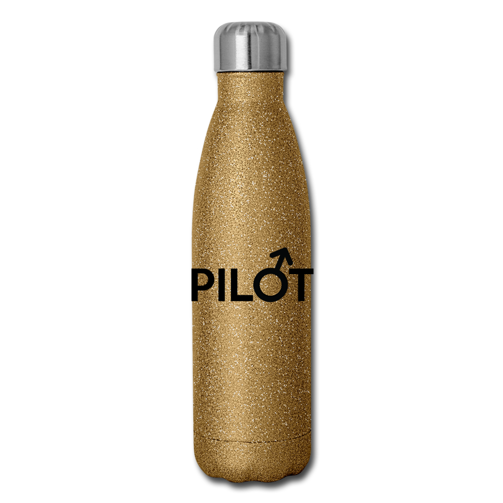 Pilot - Male - Black - Insulated Stainless Steel Water Bottle - gold glitter