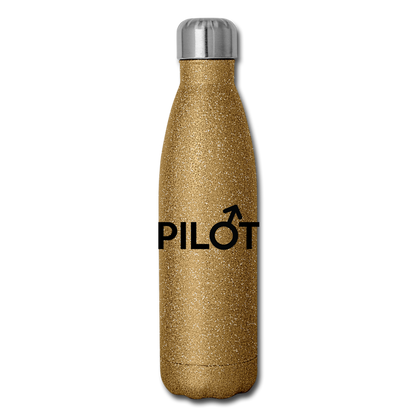 Pilot - Male - Black - Insulated Stainless Steel Water Bottle - gold glitter