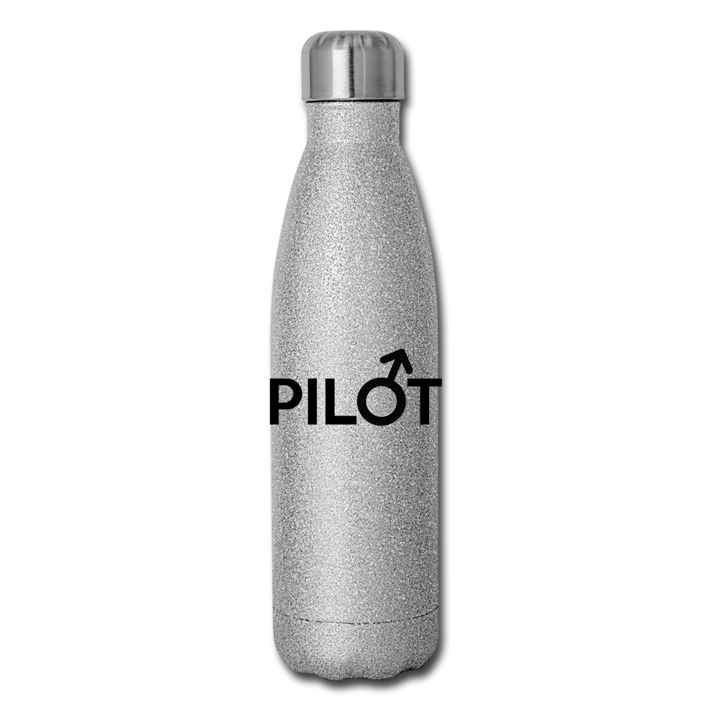 Pilot - Male - Black - Insulated Stainless Steel Water Bottle - silver glitter