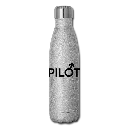 Pilot - Male - Black - Insulated Stainless Steel Water Bottle - silver glitter