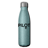 Pilot - Female - Black - Insulated Stainless Steel Water Bottle - turquoise glitter