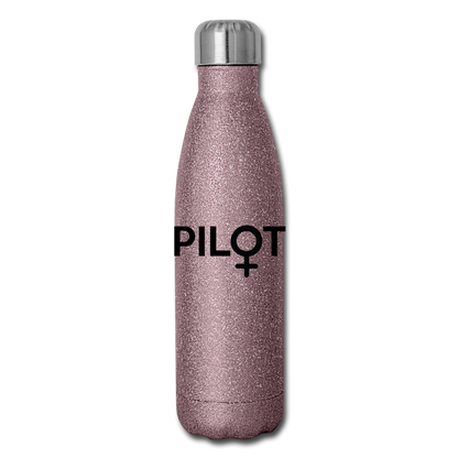 Pilot - Female - Black - Insulated Stainless Steel Water Bottle - pink glitter