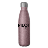 Pilot - Female - Black - Insulated Stainless Steel Water Bottle - pink glitter
