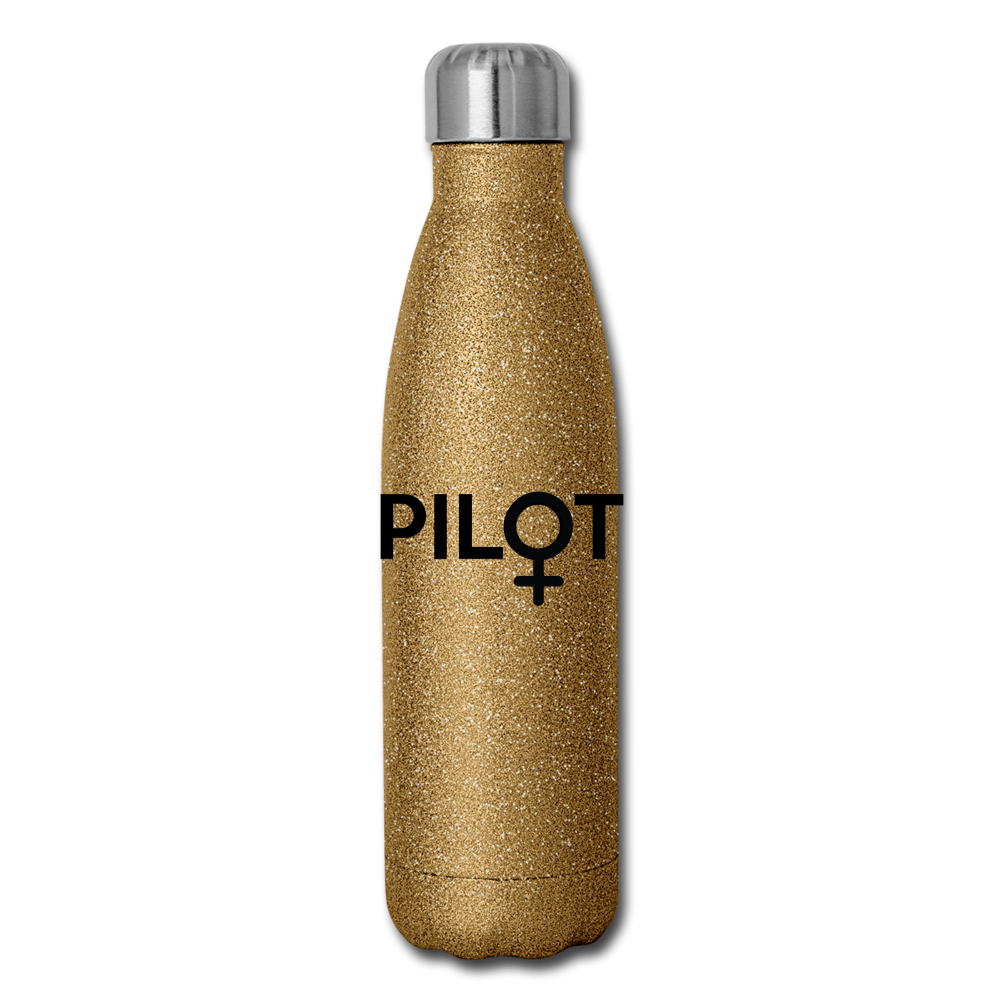 Pilot - Female - Black - Insulated Stainless Steel Water Bottle - gold glitter