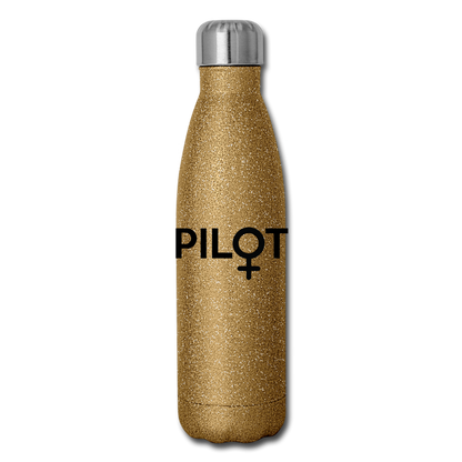 Pilot - Female - Black - Insulated Stainless Steel Water Bottle - gold glitter