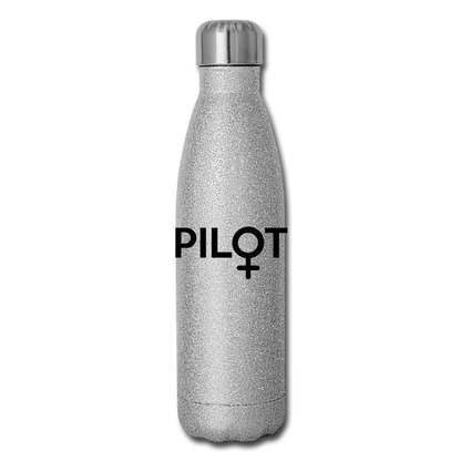 Pilot - Female - Black - Insulated Stainless Steel Water Bottle - silver glitter