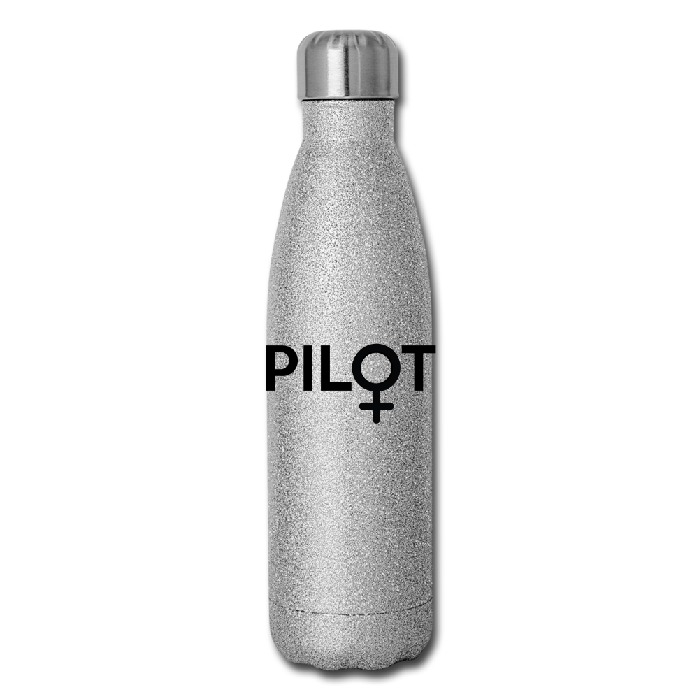 Pilot - Female - Black - Insulated Stainless Steel Water Bottle - silver glitter