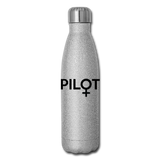 Pilot - Female - Black - Insulated Stainless Steel Water Bottle - silver glitter