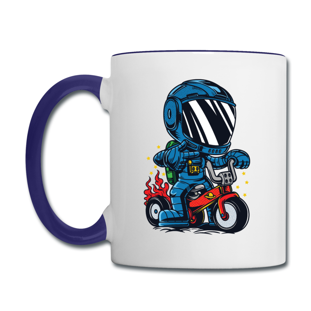 Astronaut - Bike - Contrast Coffee Mug - white/cobalt blue