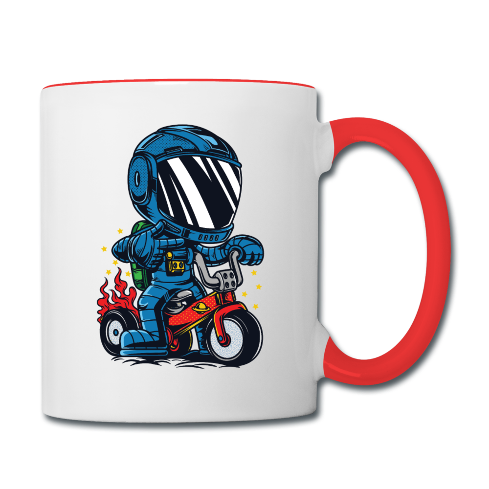 Astronaut - Bike - Contrast Coffee Mug - white/red