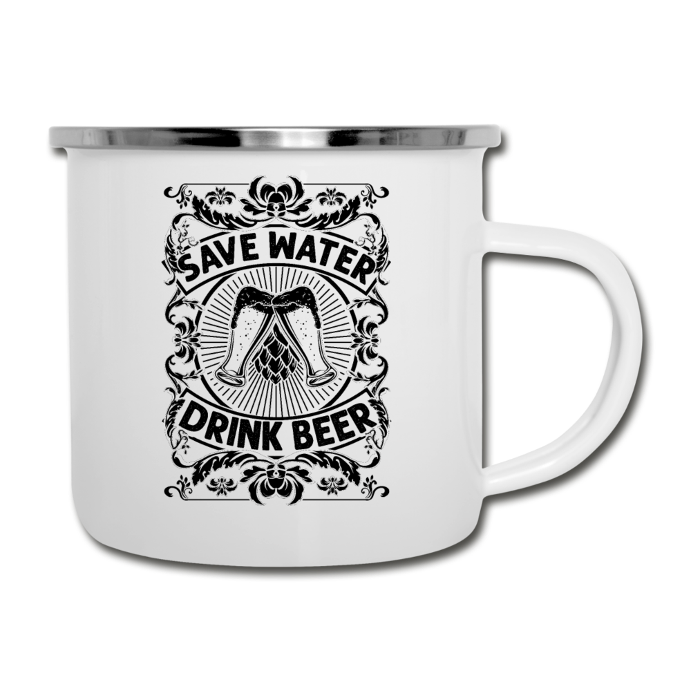 Save Water Drink Beer - Black - Camper Mug - white