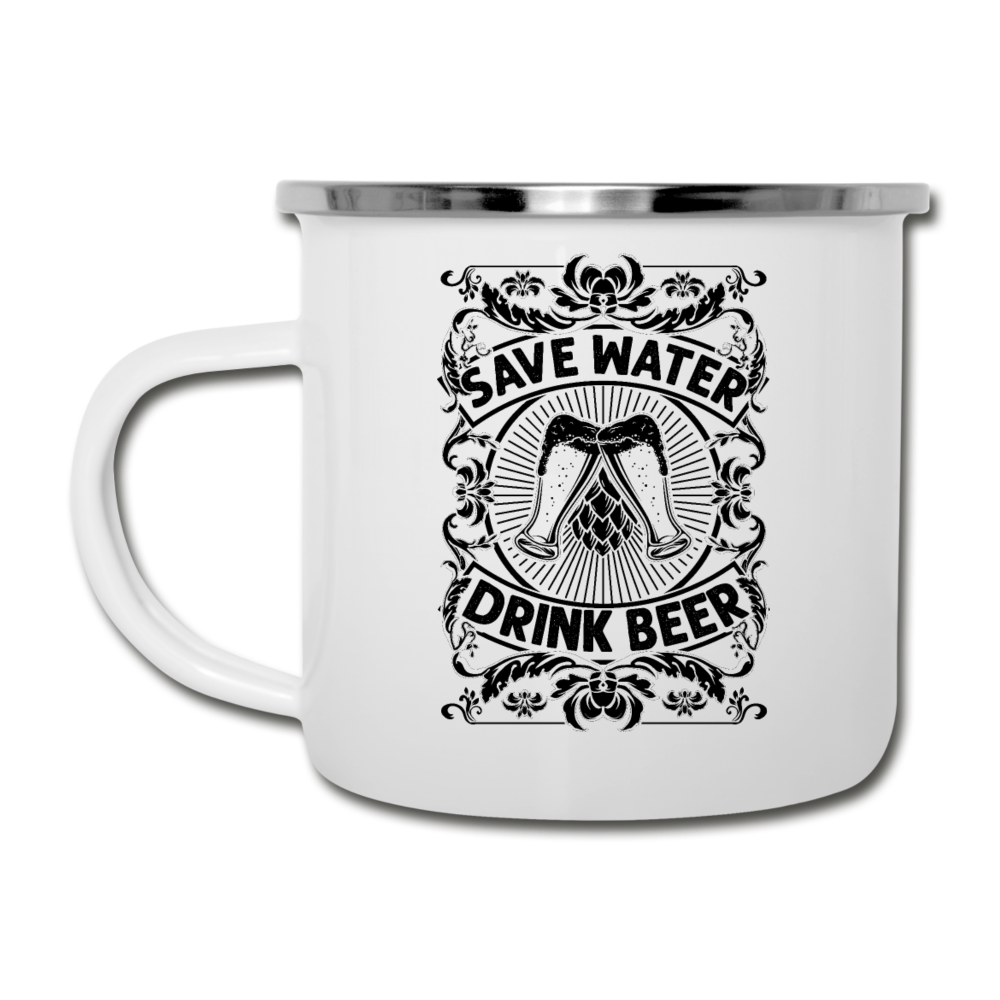 Save Water Drink Beer - Black - Camper Mug - white