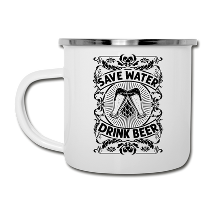 Save Water Drink Beer - Black - Camper Mug - white