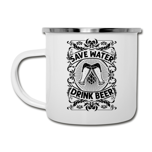 Save Water Drink Beer - Black - Camper Mug - white