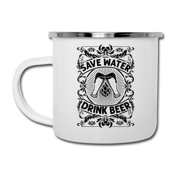 Save Water Drink Beer - Black - Camper Mug - white