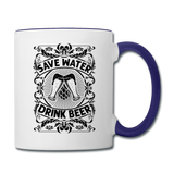 Save Water Drink Beer - Black - Contrast Coffee Mug - white/cobalt blue