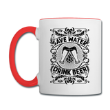 Save Water Drink Beer - Black - Contrast Coffee Mug - white/red