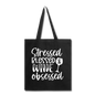 Stressed Blessed Wine Obsessed - White - Tote Bag - black