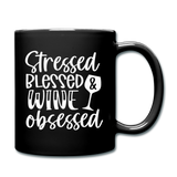 Stressed Blessed Wine Obsessed - White - Full Color Mug - black