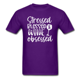 Stressed Blessed Wine Obsessed - White - Unisex Classic T-Shirt - purple