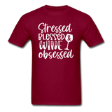 Stressed Blessed Wine Obsessed - White - Unisex Classic T-Shirt - burgundy
