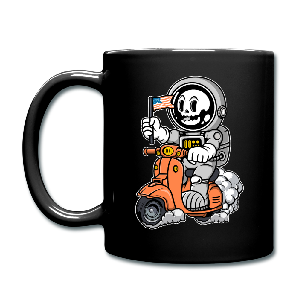 Astronaut Riding Scooter - Full Color Mug - black